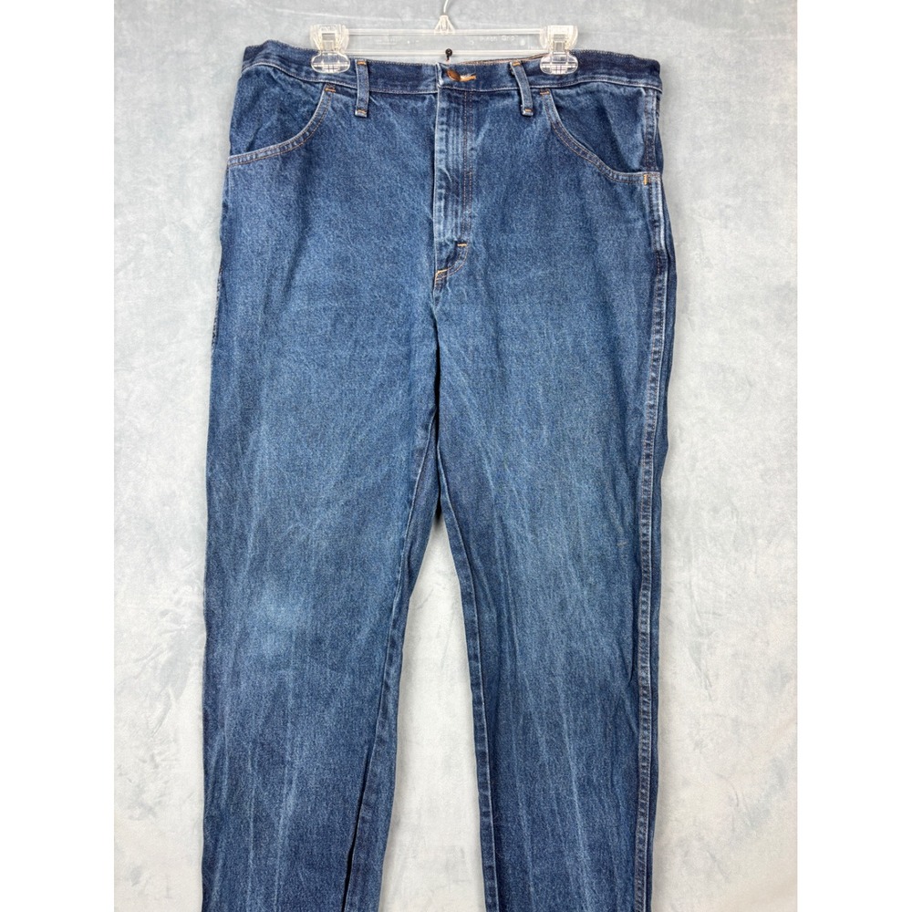 Rustler Regular Fit Straight Leg Jeans Mens 38x34 Blue Denim 100% Cotton 87619PW